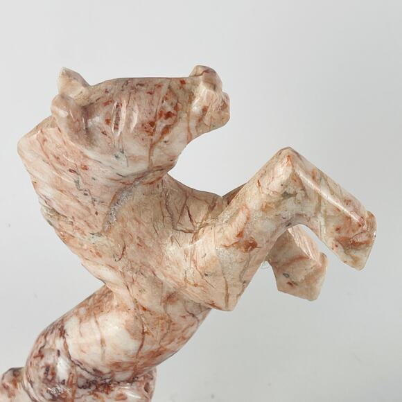 Vintage Pink Onyx 7” Horse Statue Sculpture Rearing - Picture 2 of 4